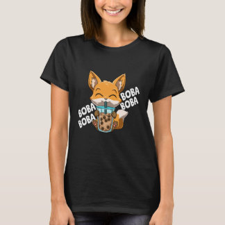 Boba Boba Boba Boba Manga Bubble Tea Fox Anime T Shirt