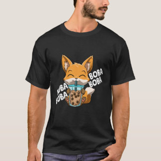 Boba Boba Boba Boba Manga Bubble Tea Fox Anime T Shirt