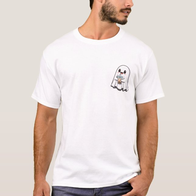 Boba Boo: Adorable Ghost with Bubble Tea T Shirt (Framsida)