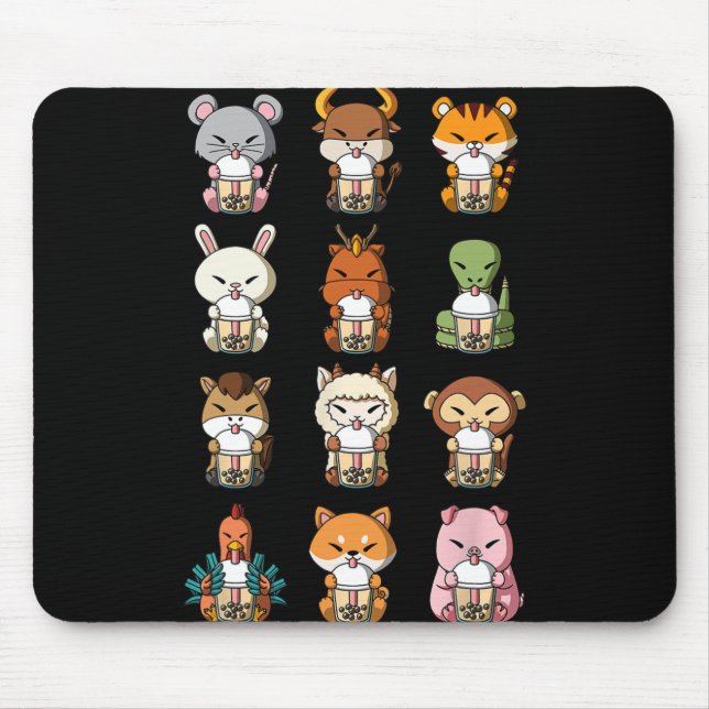 Boba Bubble Milk Tea Chinese Zodiacs Animal Lunar  Musmatta (Framsidan)
