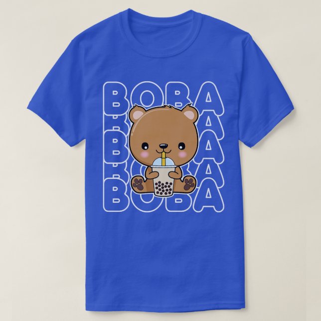 Boba Bubble Mjölk Tea Cute Anime Bear Tonåringars  T Shirt (Design framsida)