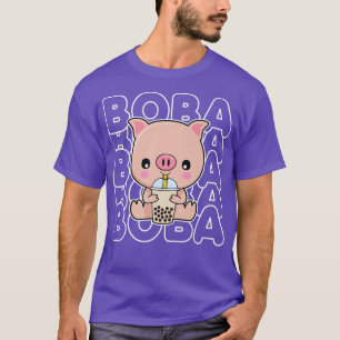 Boba Bubble Mjölk Tea Cute Anime Kawaii Gris Piggy T Shirt