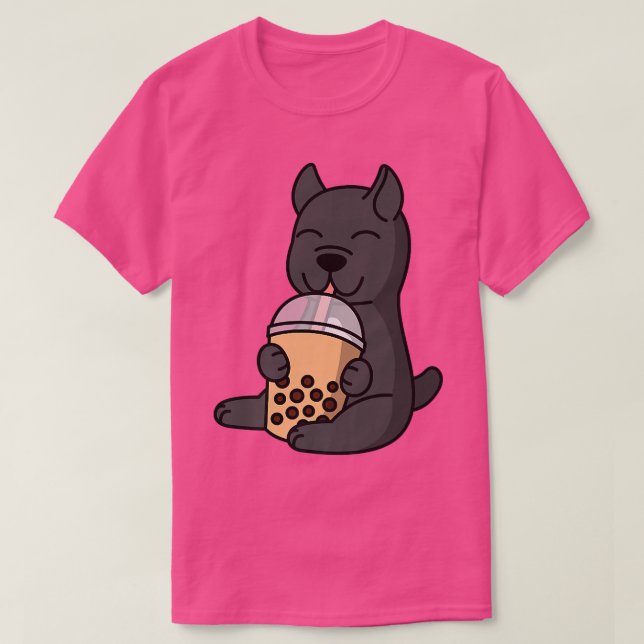 Boba Bubble Mjölk Tea Käpp Corso Hund Premium T Shirt (Design framsida)