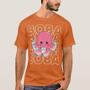 Boba Bubble Mjölk Tea Kawaii Octopus Rosa Tonåring T Shirt