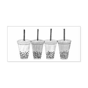 Boba Bubble Tapioca Pearl Mjölk Tea Drinks Foodie Stämpel