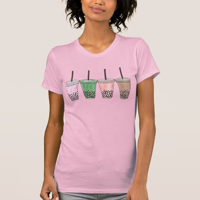 Boba Bubble Tapioca Pearl Mjölk Tea Drinks Foodie T Shirt (Framsida)