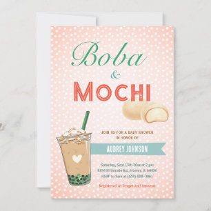 Boba Bubble Tea Baby Shower Japan Korea Kawaii Inbjudningar