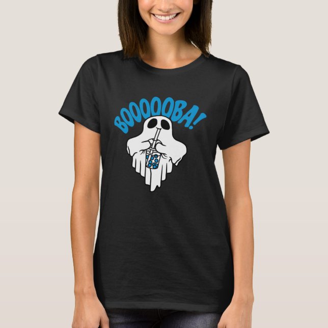 Boba Bubble Tea drinking Ghost  Boooooba Cool Hall T Shirt (Framsida)
