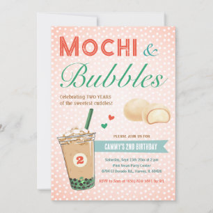 Boba Bubble Tea Ice Cream 2:a Barns födelsedag Inbjudningar