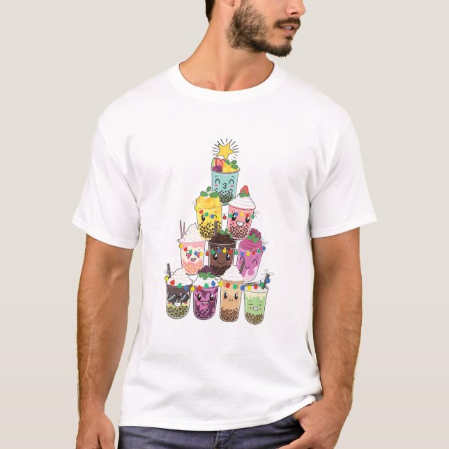 Boba Bubble Tea Julgran T Shirt (Framsida)