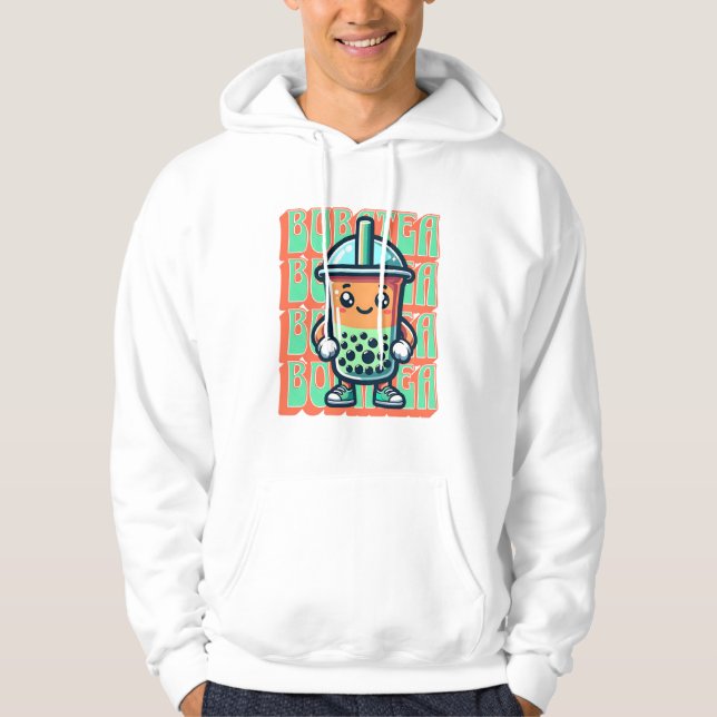 Boba Bubble Tea Kawaii Cute Tecknad Hoodie (Framsida)