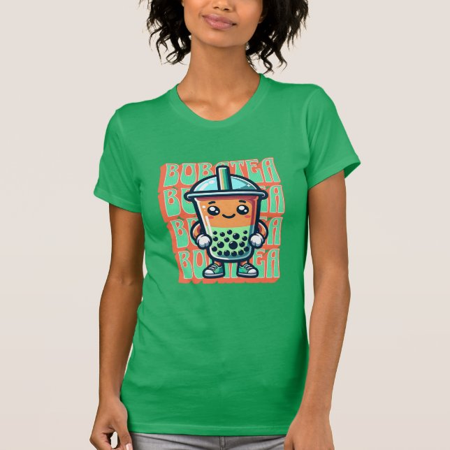 Boba Bubble Tea Kawaii Cute Tecknad T Shirt (Framsida)