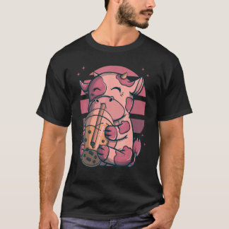 Boba Bubble Tea Kor Pink Solnedgång T Shirt