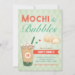 Boba Bubble Tea Mochi Sweet Kids Tonåring Girl Tee Inbjudningar