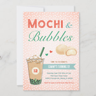 Boba Bubble Tea Mochi Sweet Kids Tonåring Girl Tee Inbjudningar