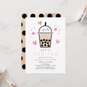 Boba Bubble Tea Party Par-tea 1-årsfest Inbjudningar