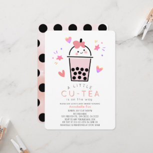 Boba Bubble Tea Rosa Slöja Flicka Baby Shower Inbjudningar