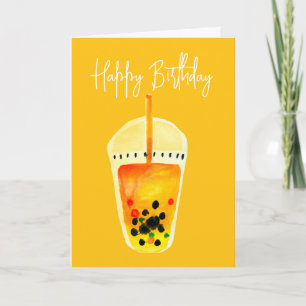 Boba Bubble tekonst illustration Kort