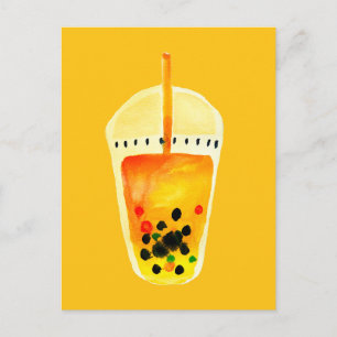 Boba Bubble tekonst illustration Vykort