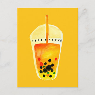Boba Bubble tekonst illustration Vykort