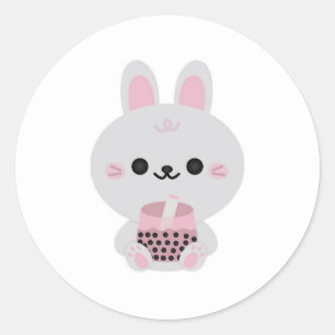 Boba Bunny Rosa Runt Klistermärke