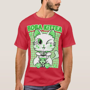 Boba Cat Drinking Boba Kitten Kawaii Japansk Kitt T Shirt
