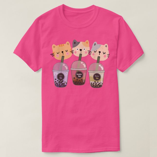 Boba Cat Drinking Boba Kitten Kawaii Japansk Kitt T Shirt (Design framsida)