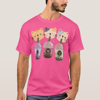 Boba Cat Drinking Boba Kitten Kawaii Japansk Kitt T Shirt