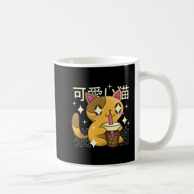Boba Cat Kawaii Anime Jape Food Girls Officiell Kaffemugg (Höger)