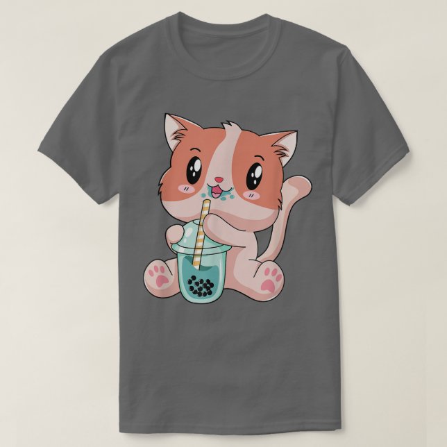Boba Cat Tea Bubble Tea Anime Kawaii Neko Kids Tee (Design framsida)