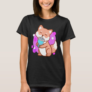 Boba Cute Fox Bubble Tea Neko Girls Gift T Shirt