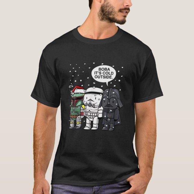 Boba Det är Kallet utanför jul Snö Galaxy Holid T Shirt (Framsida)