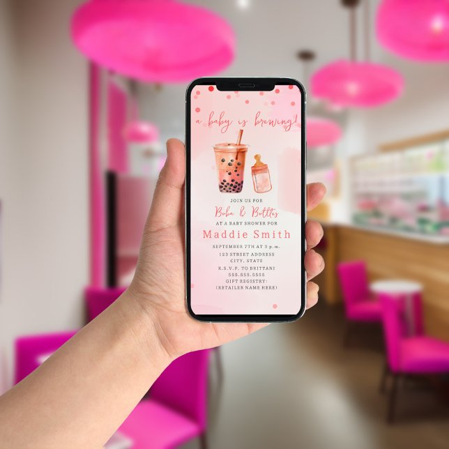 Boba & Flaskor Baby är en brinnande tea Shower Inbjudningar (Skapare uppladdad)