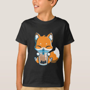 Boba Fox Drinking Cute Kawaii Japansk Foxy Anime T Shirt