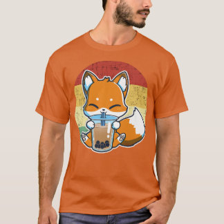 Boba Fox Drinking Kawaii Japansk Fox Boba Tea Bub T Shirt