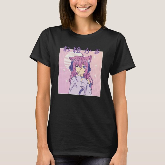 Boba Girl bubble tea Bara en flicka som Kärlek Ani T Shirt (Framsida)