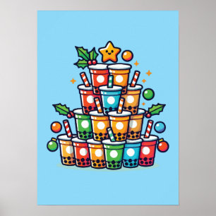 Boba Julgran - Funny Bubble Tea Helgdag Poster