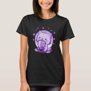 Boba Katt Dricker Boba Te Cuteness Katt Japansk Ro T Shirt