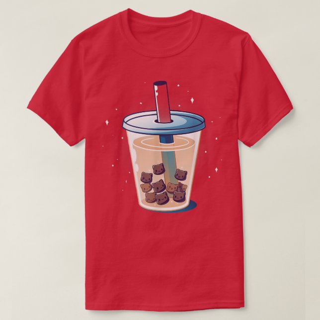 Boba Kattunge Anime Cats Boba Tea Bubble Japanska  T Shirt (Design framsida)