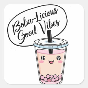 Boba-licious Vibes Sticker Fyrkantigt Klistermärke