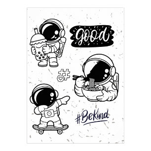 Boba Love Ramen Nudlar Astronaut Väggkonst Affisch