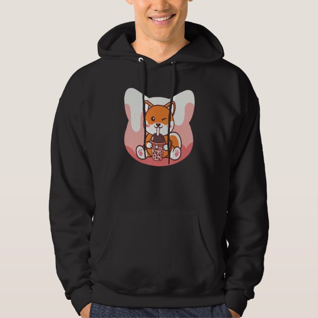 Boba Milk and Corgi Dog Hoodie (Framsida)