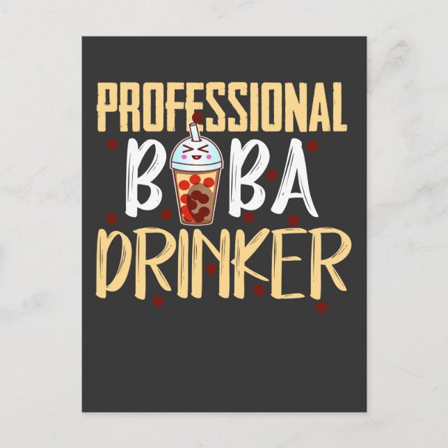 Boba Milk Teadrickare Kawaii Söt Bubble Tea Vykort (Framsida)