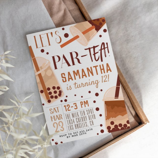 Boba Mjölk Par-Tea Birthday-inbjudan Inbjudningar (Skapare uppladdad)