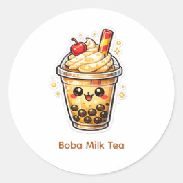 Boba Mjölk Te Runt Klistermärke