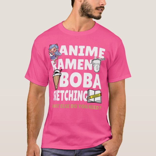 Boba Mjölk Tea Anime Ramen Boba Sketching Bubble T T Shirt (Framsida)