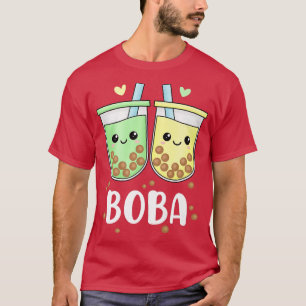 Boba Mjölk Tea Kawaii Cute Boba Tapioca Bollar Gir T Shirt