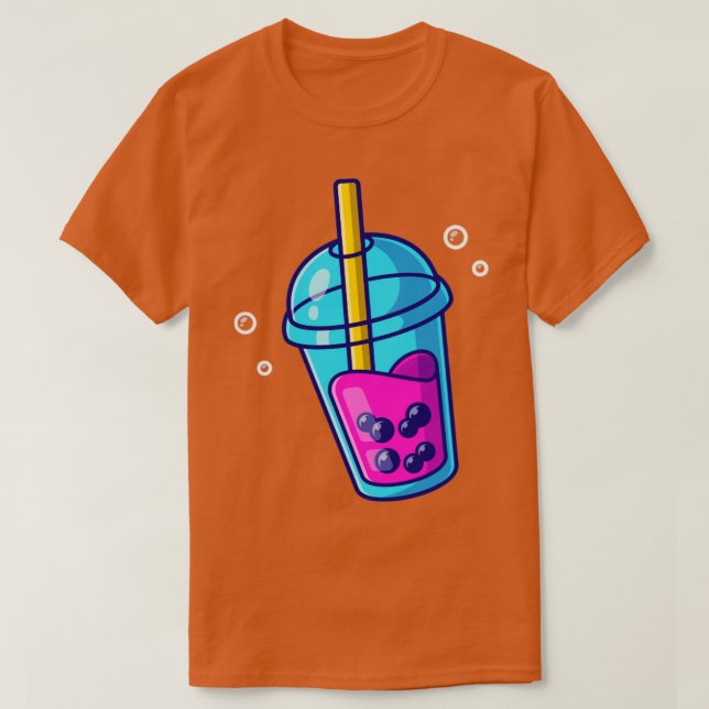 Boba Mjölk Tea Tecknad T Shirt (Design framsida)