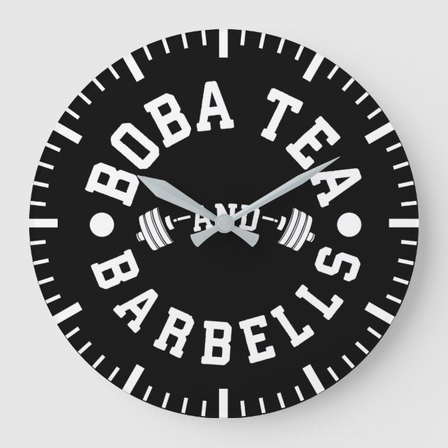 Boba och Barbells - Funny Bubble Tea Workout Stor Klocka (Framsida)