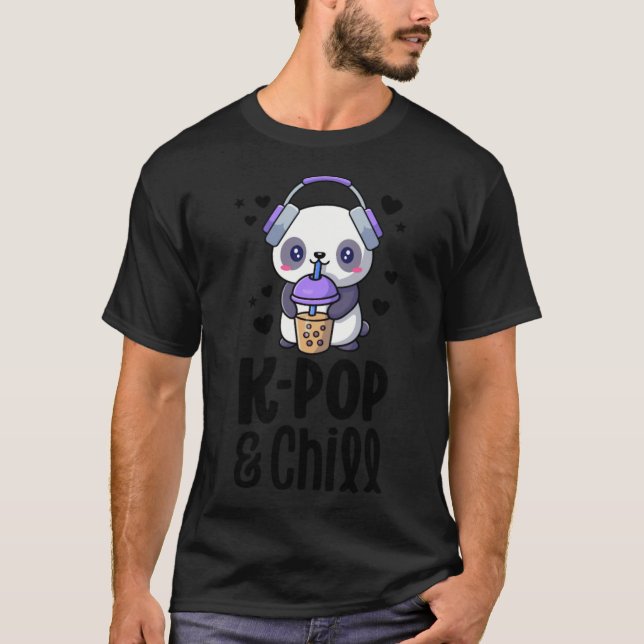 Boba och Kawaii Panda Bubble Tea-tecknadens vänner T Shirt (Framsida)